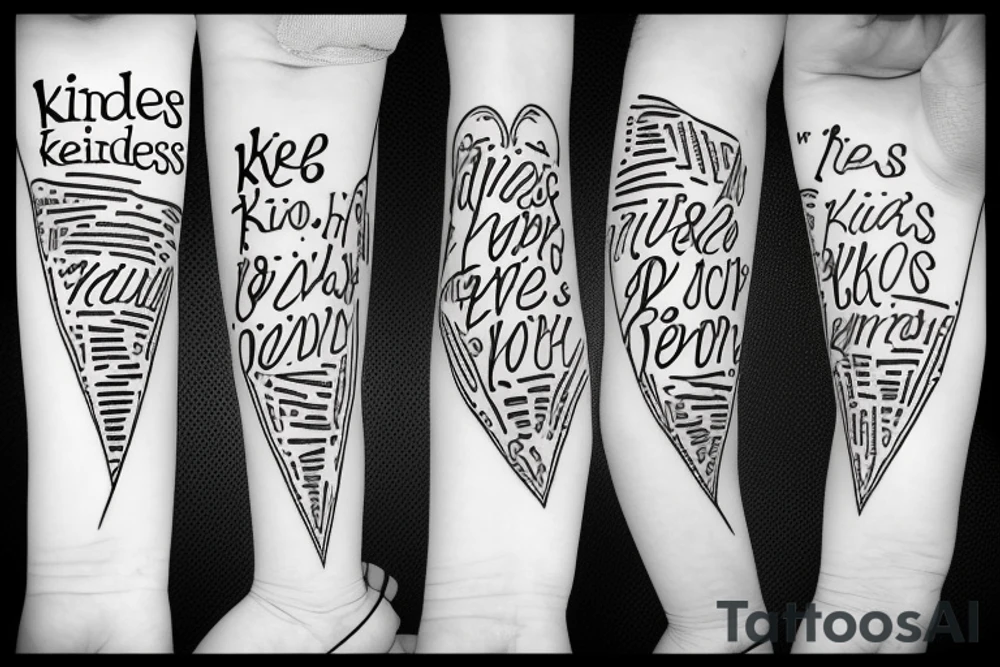 "kindness" in scripted letters tattoo idea
