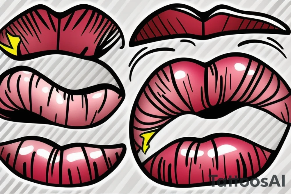 Cartoon lips with vinyl squeegee in between tattoo idea