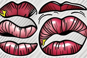 Cartoon lips with vinyl squeegee in between tattoo idea