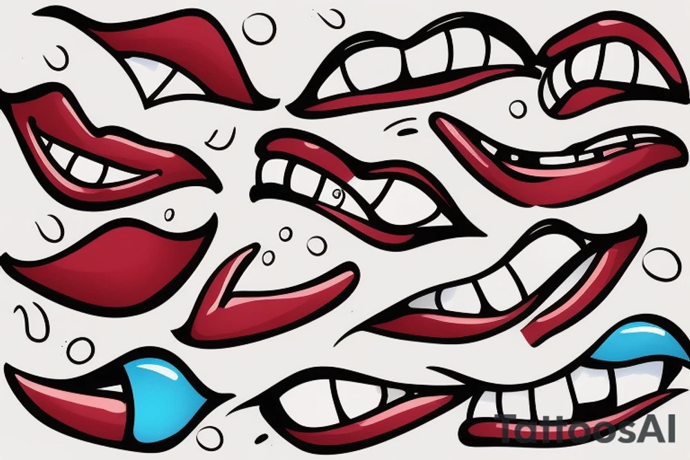 Cartoon lips with vinyl squeegee in between tattoo idea