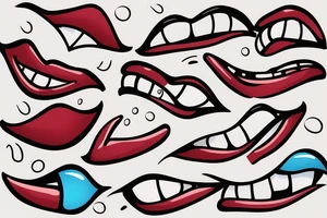 Cartoon lips with vinyl squeegee in between tattoo idea