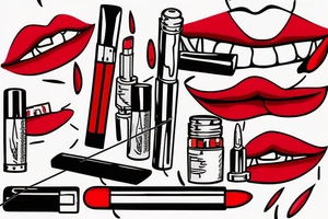 Cartoon bright red lips with vinyl squeegee in between tattoo idea