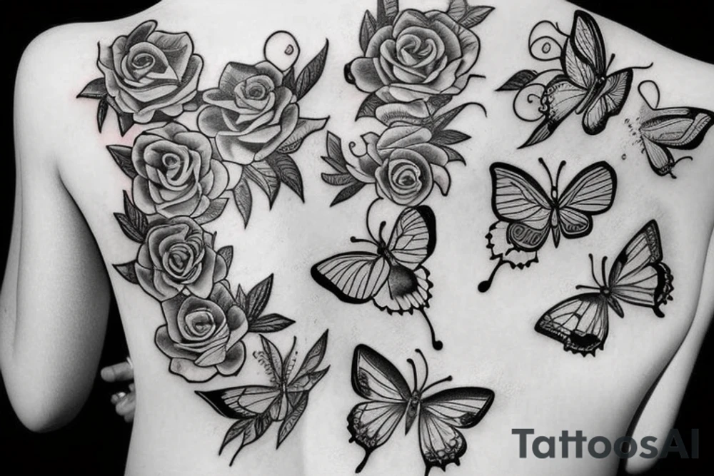 Rose and butterfly tattoo idea