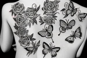 Rose and butterfly tattoo idea