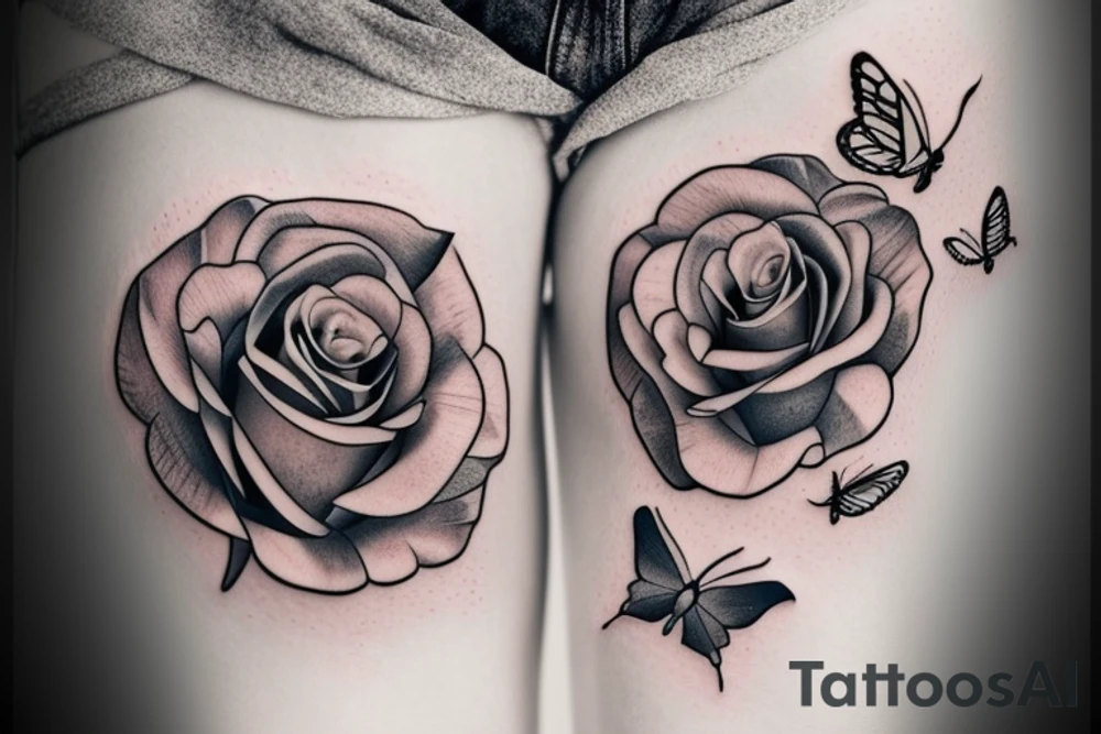 Rose and butterfly tattoo idea