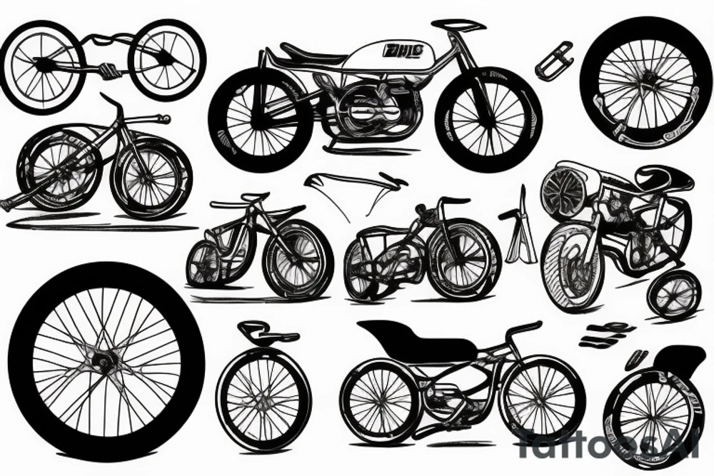 Bmx handlebars, motorcycle, cafe racer tattoo idea