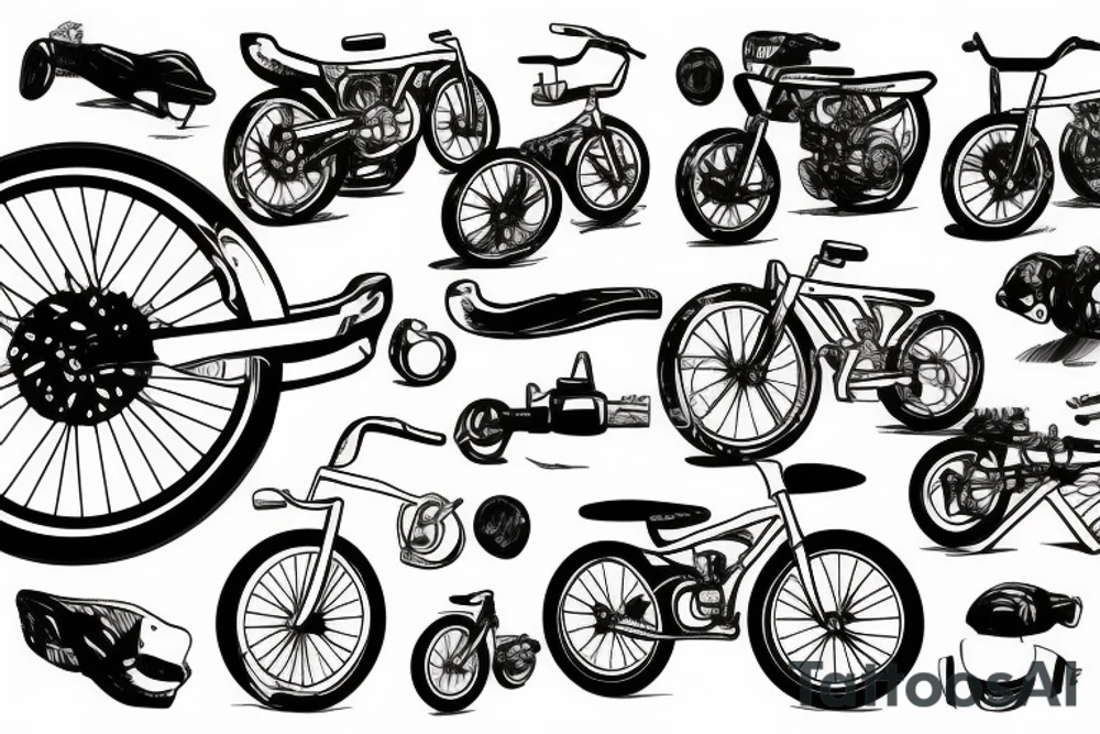 Bmx handlebars, motorcycle, cafe racer tattoo idea