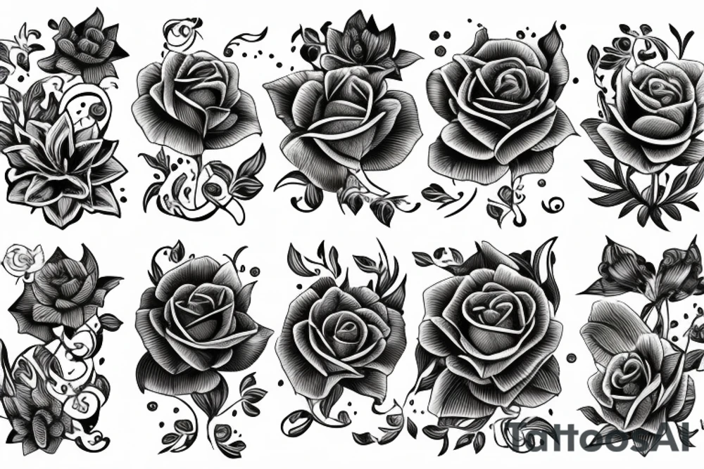 Lily flower and rose flower together with something representing water tattoo idea Lily flower and rose flower together with something representing water tattoo idea