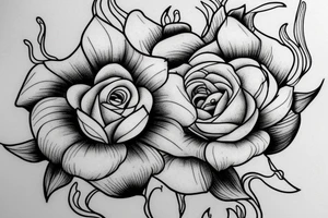 A Lily flower and rose flower wrapped together. Add something representing water tattoo idea