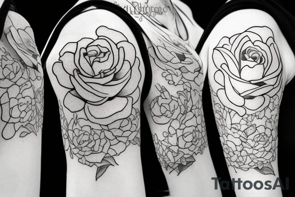 A Lily flower and rose flower wrapped together. Add something representing water tattoo idea