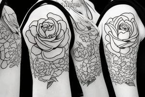 A Lily flower and rose flower wrapped together. Add something representing water tattoo idea