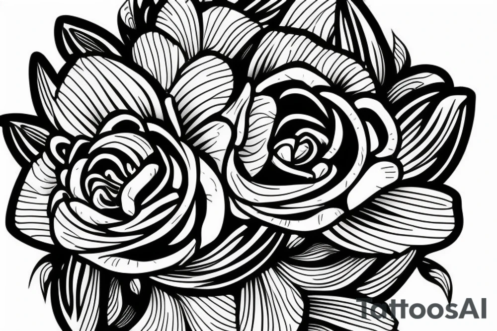 A Lily flower and rose flower wrapped together. Add something representing water tattoo idea