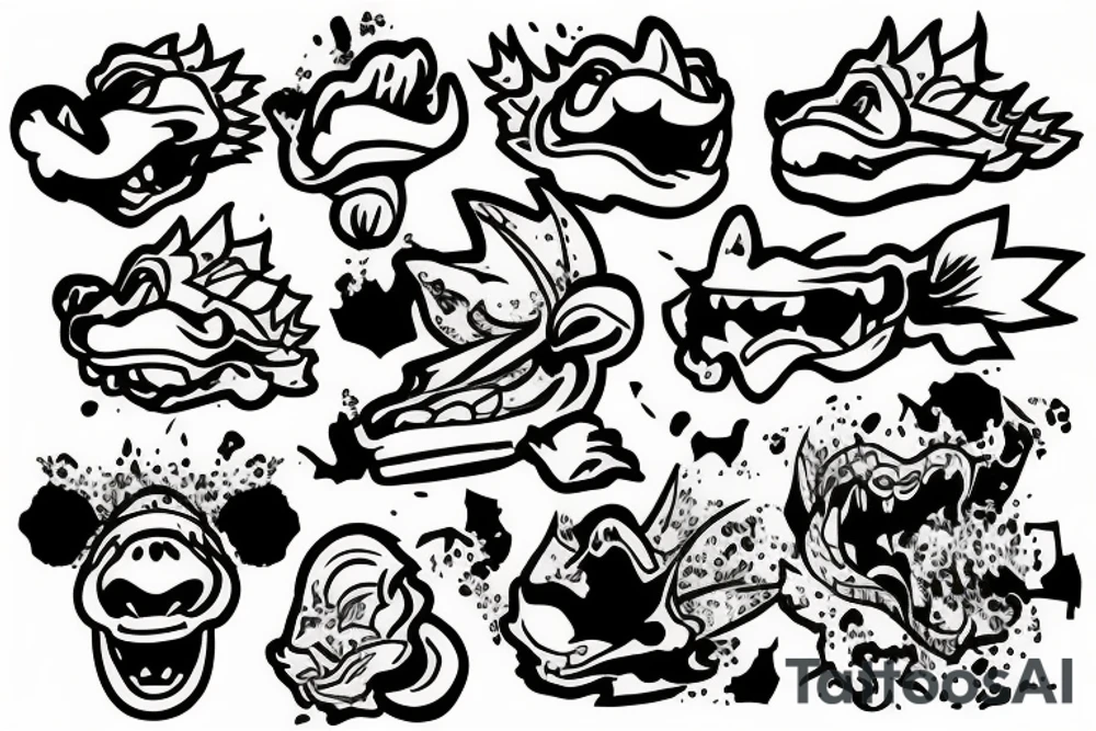 Bowser wearing Hawaiian shirt tattoo idea