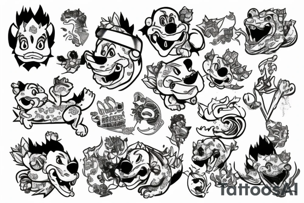 Bowser wearing Hawaiian shirt tattoo idea