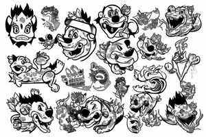 Bowser wearing Hawaiian shirt tattoo idea