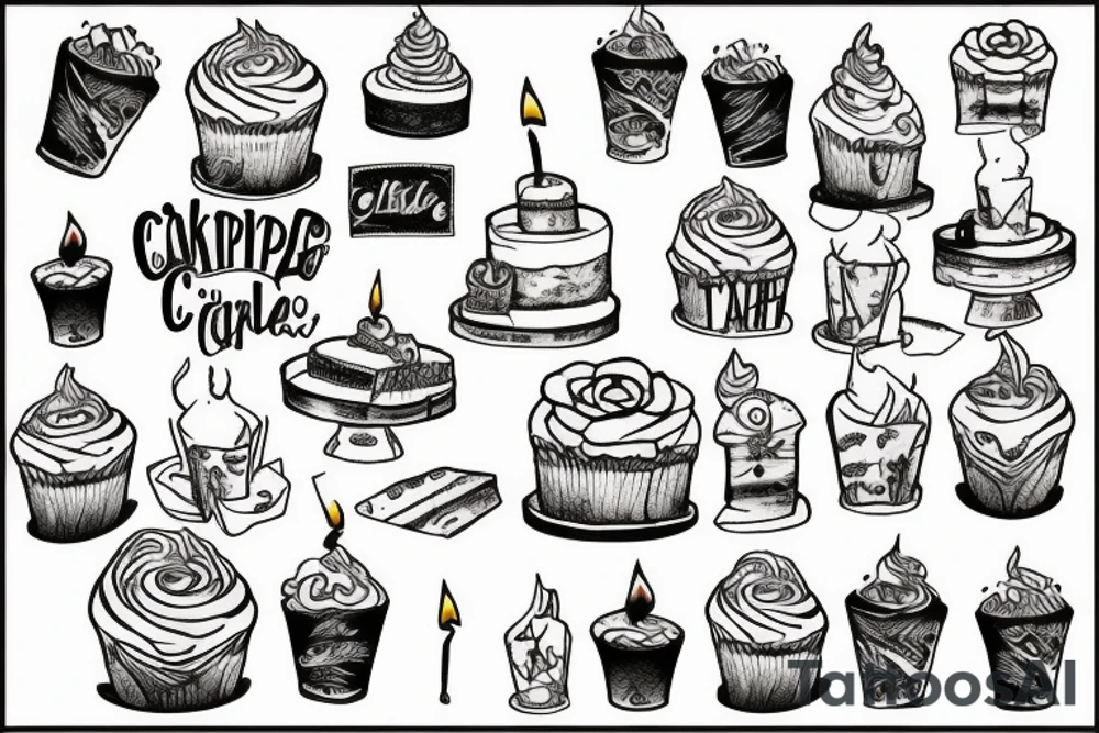 Cake with capital T candle tattoo idea