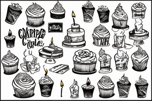 Cake with capital T candle tattoo idea