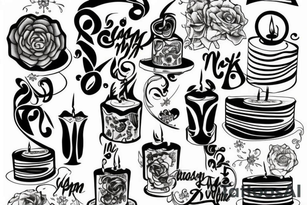 Cake with capital T candle tattoo idea