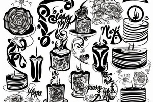 Cake with capital T candle tattoo idea