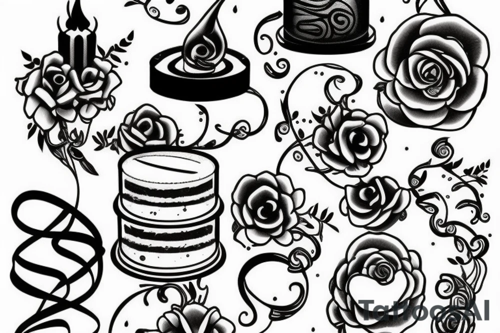 Cake with capital T candle tattoo idea