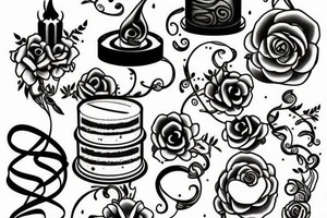 Cake with capital T candle tattoo idea