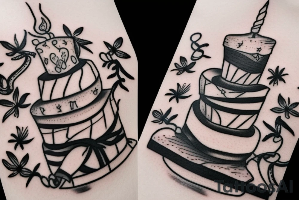 Cake with T candle tattoo idea