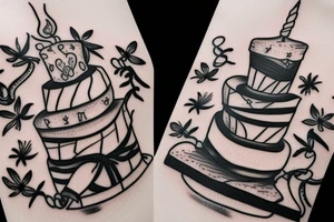 Cake with T candle tattoo idea