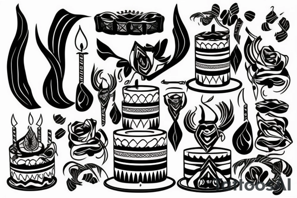 Cake with T candle tattoo idea