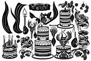 Cake with T candle tattoo idea