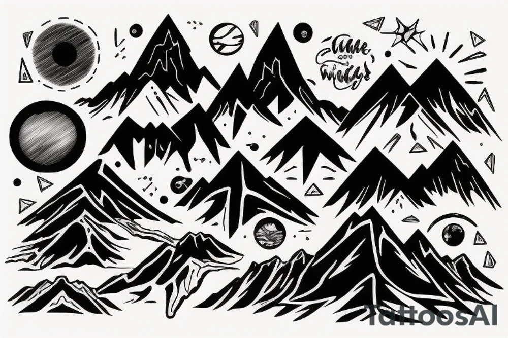 Wide mountains on the edge tattoo idea
