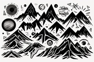 Wide mountains on the edge tattoo idea