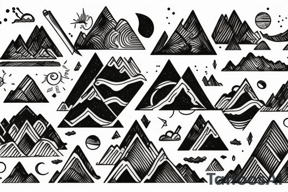 Wide mountains on the edge tattoo idea