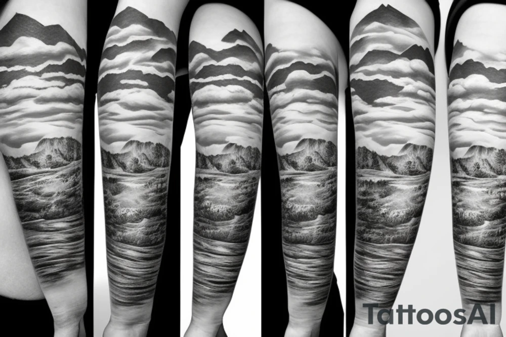 Wide mountains on the edge tattoo idea