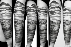 Wide mountains on the edge tattoo idea