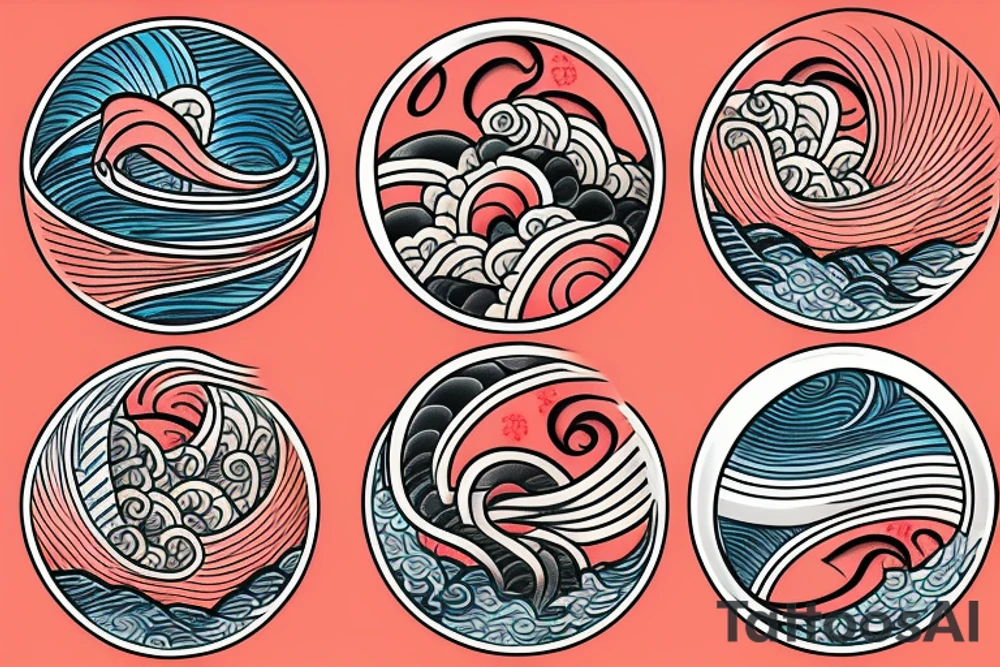 Hour glass in Japanese waves tattoo idea