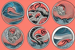 Hour glass in Japanese waves tattoo idea