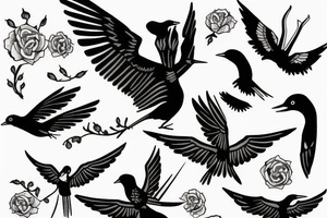 magpie flying tattoo idea
