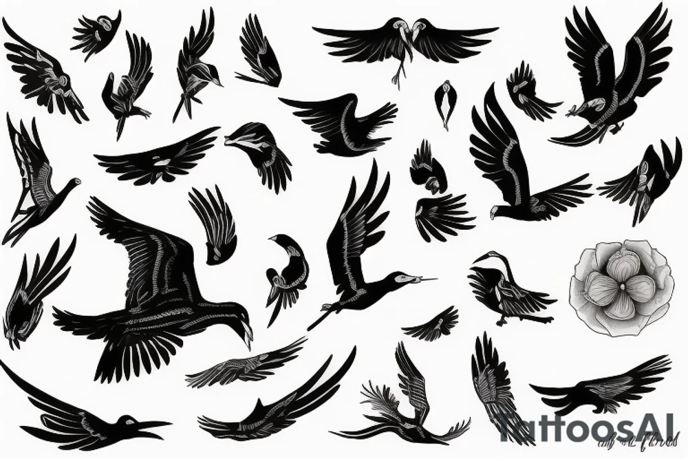 magpie flying tattoo idea