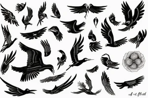 magpie flying tattoo idea