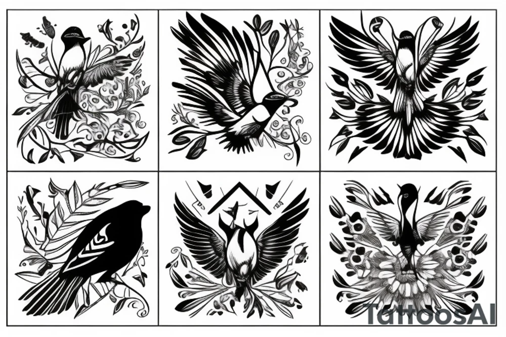 magpie flying tattoo idea