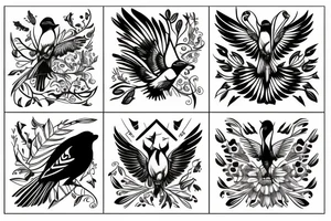 magpie flying tattoo idea
