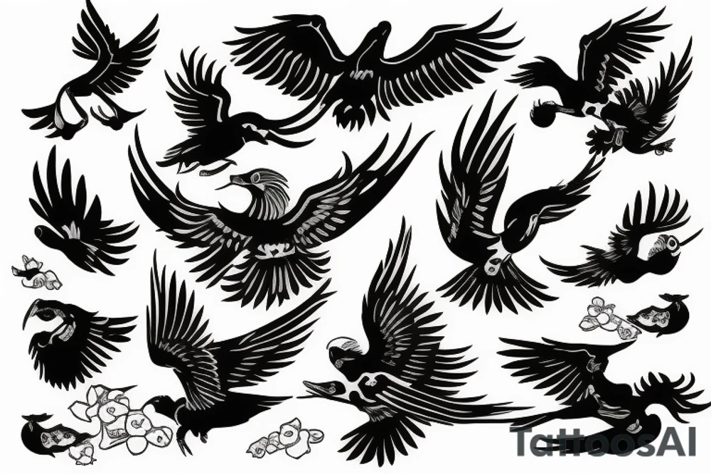 magpie flying tattoo idea