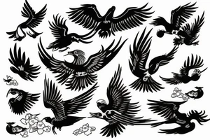 magpie flying tattoo idea