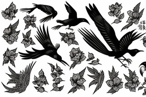 magpie flying tattoo idea