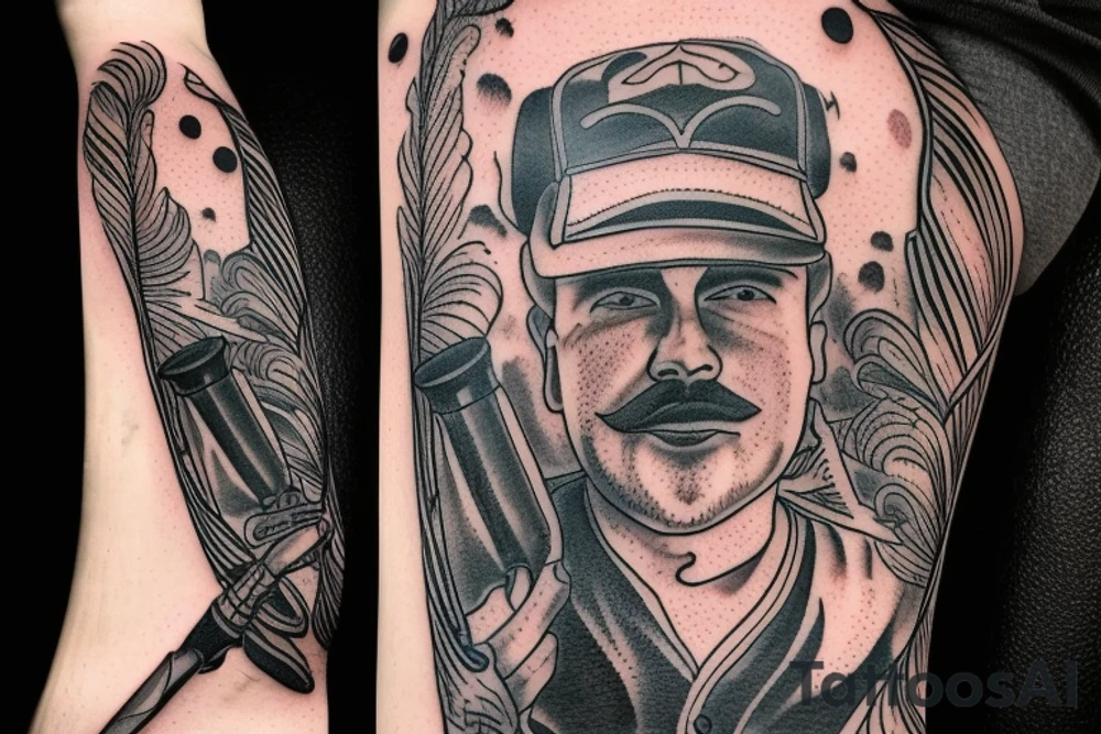 Bill in fire, baseball and a butchers knife tattoo idea