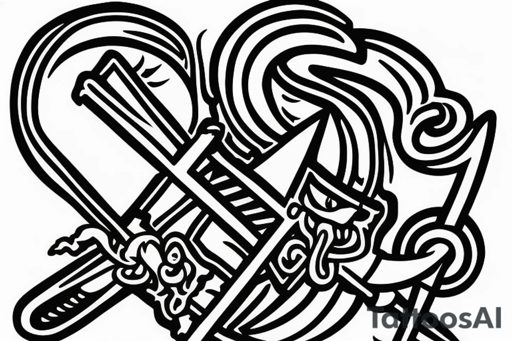 Bill runing out of fire biting knife tattoo idea Bill runing out of fire biting knife tattoo idea
