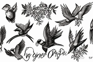 bird flying out of vines tattoo idea