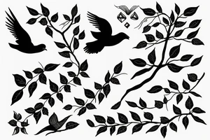 a flying bird entangled in vines tattoo idea