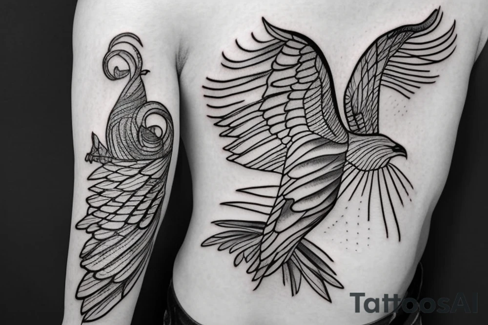 a flying bird entangled in vines tattoo idea