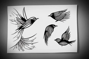 a small flying bird entangled in vines tattoo idea